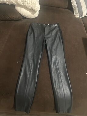 Black Faux Leather Straight Leg Pants